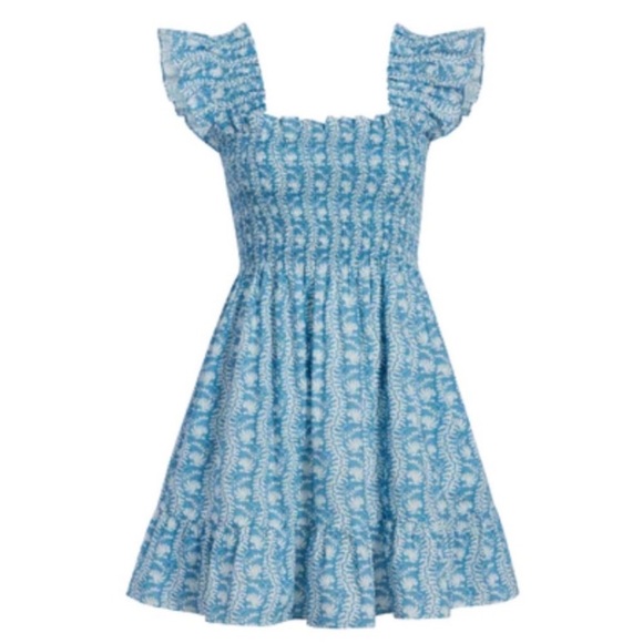 NWOT HILL HOUSE The Elizabeth Nap Dress In Trailing Vine Blue Crepe Size XL - Picture 1 of 15